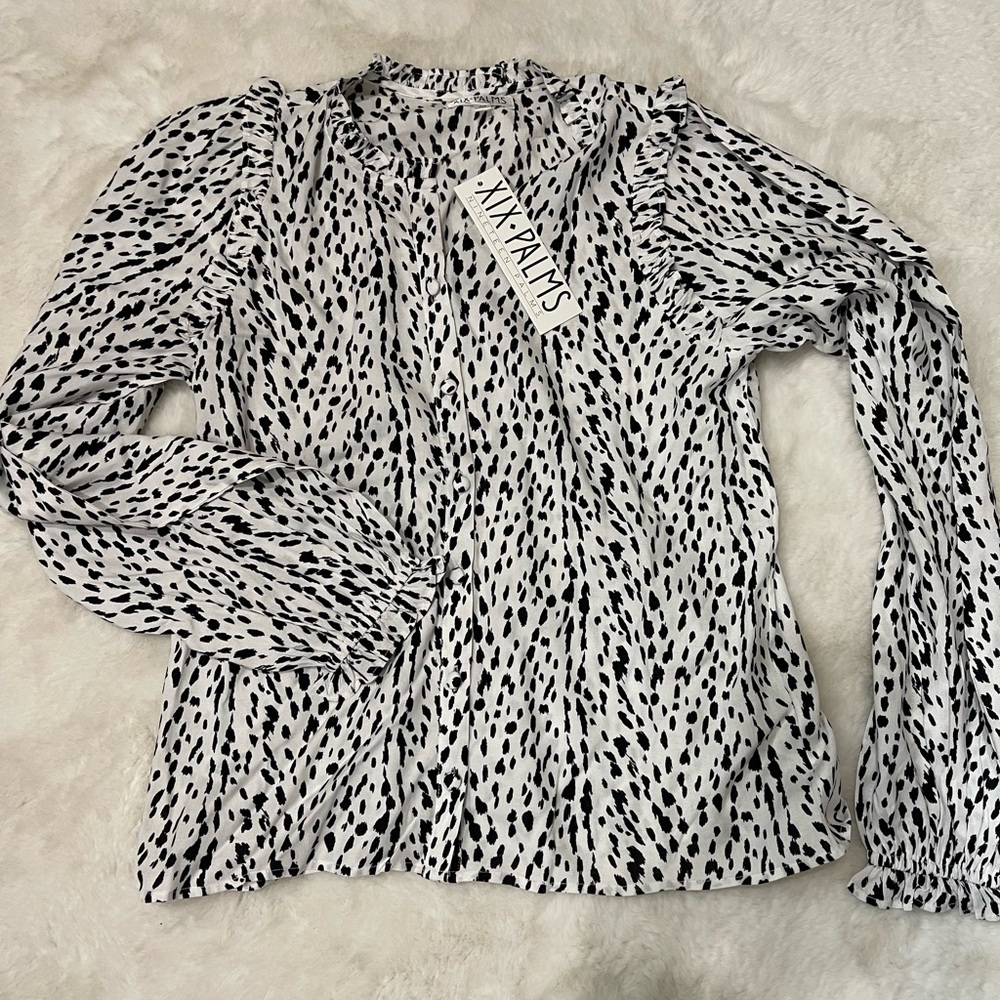 XIX palm Aberdeen ruffle blouse